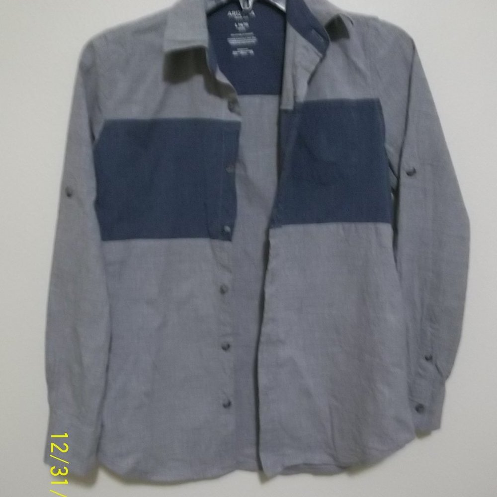 Boys Size L 14/16 Arizona Long Sleeve Blue Button Down Shirt